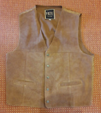 Herren-Lederweste, Größe L, hellbraun, Vorderseite Wildleder, getragen, Western