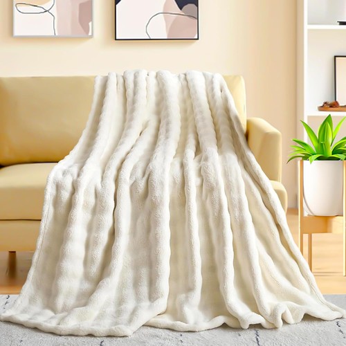 Kuscheldecke weiß flauschig - weiß,