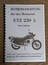 NVA BEDINUNGSANLEITUNG MZ ETZ 250 A 