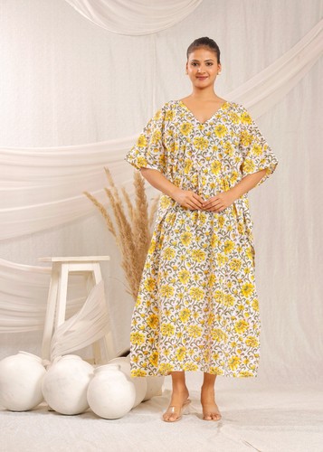 Kaftan kleid aus baumwolle mit - kaftan-kleid,