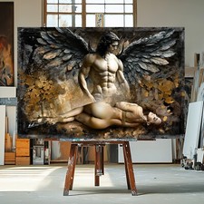 Leinwand Bild Erotik Frauen Engel Mann Kunst Gemälde Wandbilder Wohnzimmer 7314A