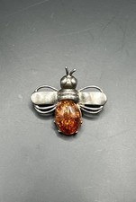 Silber Brosche Bernstein Biene