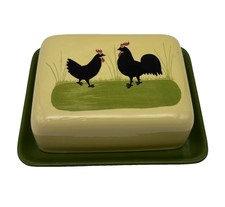 Zeller Keramik Hahn & Henne Butterdose Handbemalt