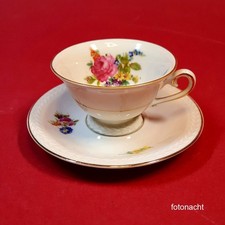 Mokkatasse + UT. - C.T.  Tielsch Altwasser SCHLESIEN -Dekor Blumen - um 1900