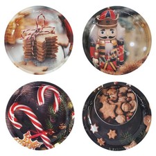 Weihnachten Teller Metall Gebäckteller 4fach sortiert 26cm - Neu