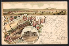 Lithographie Lollar, Bahnhof, Main-Weser-Hütte, Panorama 1902 