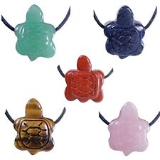 Edelstein Schildkröte Anhänger gebohrt MIT Baumwollband verschiedene Sorten