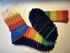 Hausschuh-Socken Gr. 34/35 Handgestrickt /dicke Sohle / bunt regenbogen / 6fach