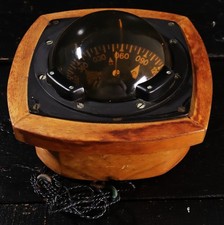 Alter Cassens & Plath Magnet Kugelkompass in Teak vollkardanische Lagerung #D