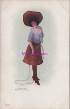 Amerika Postkarte - Cowgirl mit Lassoseil, Wild West Show Girl. unbenutzt RS39392