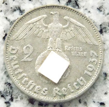 Silbermünze 2 Reichsmark 1937 D Hindenburg Adler Silber Deutsches Reich TOP
