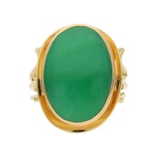 Ring 750/000 (18 Karat) Gelbgold mit Jade, Handarbeit, getragen 25322743 Größe 5
