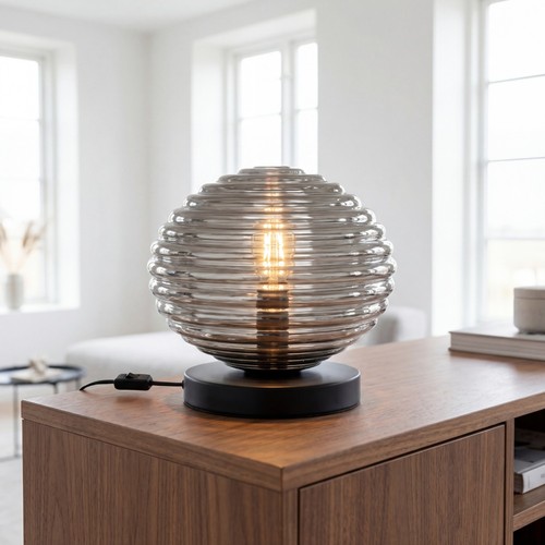 Tischlampe glas rauchgrau - tischlampe,