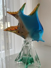 Murano Glas Fischskulptur – Handgefertigt mit Blattgold und Aventurin