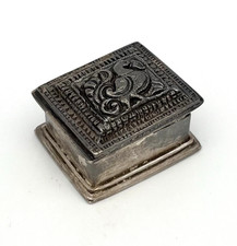 Antike Pillendose Silber 925 Tabatière Asia Vogel Schmuckschatulle Box RAR #3676