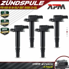 4x Zündspule Zündmodul für Audi A3 8L1 A6 4B A8 4D TT 8N Seat VW Golf 1.8L-4.2L
