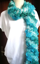 SCHAL Chiffonstoff ? türkis blau aqua Wasserfarben meerblau? 140 cm lang