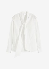 Baumwollbluse mit Schleife Gr. 38 Weiß Damen-Bluse Hemd Shirt Neu R-Ware*