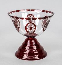 Tafelaufsatz Böhmen um 1900 – Überfangglas rubinrot, H. 18 cm, Ø 18,5 cm