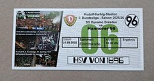 Fan Sammler Used Ticket 2025/26 2. BL SG Dynamo Dresden - Hannover 96 21.09.25