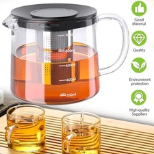 Glas Teekanne mit Edelstahlsieb Glas Teebereiter 1000ml Glaskanne Getränkekanne