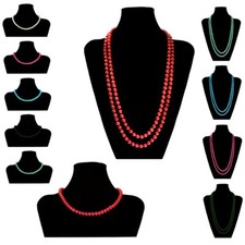 Glasperlenkette Perlenkette Mardi Gras Fasching XXL lang kurz pink rot grün 