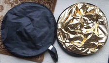 Fotoreflektor / Tageslichtaufheller 109cm rund silber/ gold, faltbar mit Tasche 