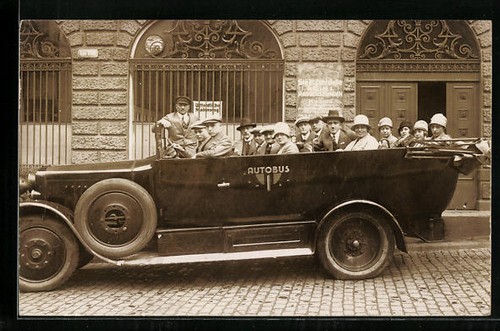Ansichtskarte autobus voller - autobus,