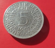5 Mark 1957 F BRD Silberadler Heiermann 11,2 g, 625 Silber
