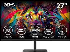 ODYS i27 Monitor - 27-Zoll-Bildschirm im rahmenlosen Design, Full HD, 100 Hz
