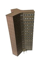 N/1:160 Y-Hochhaus 14 Etagen Punkthochhaus Kartonmodellbausatz