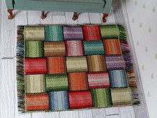 Bunter Landhaus-Miniatur-Teppich(12,5x16cm)  Puppenstube 1:12,Flechtoptik