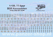 DDR Ost-Deutsche Kennzeichen Decals, Spur TT, 1:120, Panzer-Shop Premium Decals