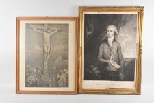 Q28Q24- 2x Druckgrafik Jesus am Kreuz Hans Thoma und Porträt Herr
