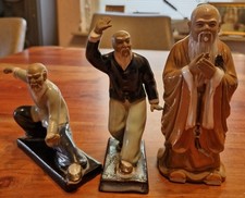 3 chinesische Ton Figuren Tai Chi China Wan Jiang Vintage