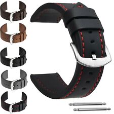 18 | 20 | 22 | 24 mm Uhrenarmband Braun Schwarz Ersatz Leder Imitat Band Basic