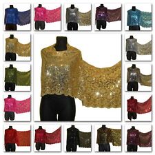 Schal Pareo Schleier Stola Tüll Pailletten Glänzend Hochzeit Karneval Party