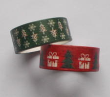 Washi Tape 2 x 3 m - 1,5 cm breit Rot Grün Tanne Geschenk Weihnachten Muster