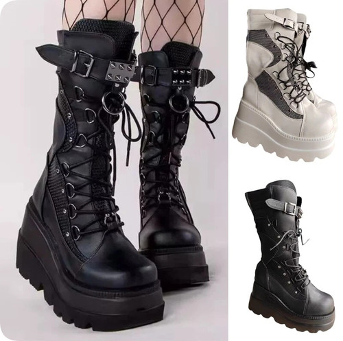 Damen plateau stiefel - plateau,
