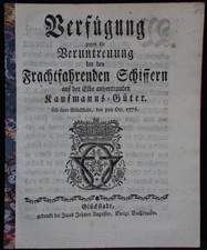 Verfügung gegen die Veruntreuung der den Frachtfahrenden Schiffern auf der Elbe 