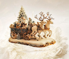 Weihnachtsmann & Rentier als Tischdeko mit Sockel, Acryl-Aufsteller, 17 x 18 cm.