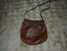 Vintage Leder Beuteltasche braun Robust Rindsleder aus Argentinien 70er Patina