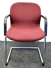 Freischwinger Wilkhahn, rote Polsterung, Chromgestell, schwarze, gebrauchte Büro