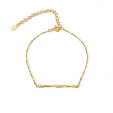 Vergoldetes 925 Silber Armband mit Zirkonia – 23 cm – Feststehender Anhänger