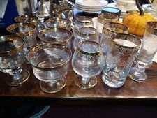 Gold Rand Gläser geschliffen Konvolut 13 Stück Nachlass