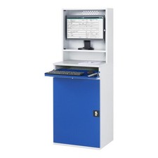 Computerschrank, Monitorgehäuse, Sichtfenster, Tastaturtablar, Kabeldurchführung