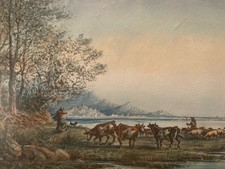 XIXe Gemälde Gouache Emile