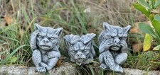 Steinfigur 3er Set kleine Gargoyles Frostfest Gartenfigur Steinguss Gargoyle 