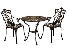 Sitzgruppe Gartenset Gartenmöbel Gartengarnitur LUGANO 3-teilig Alu Metall braun