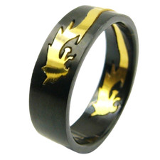 Edelstahl Ring Schwarz Gold